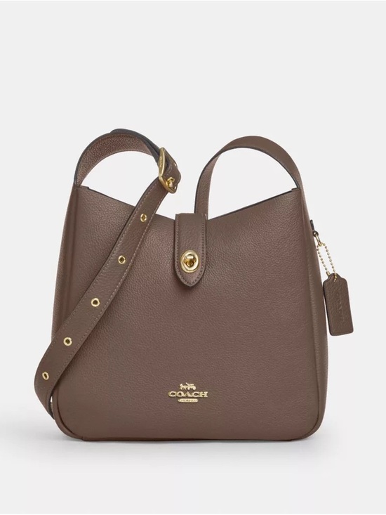 Coach Handbags - NWT Coach Taupe Brown Pebbled Leather Shoulder Bag with Gold Hardware
